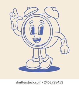 Wecker Analog Clock Maskottchen Illustration Outline Version