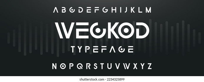 WECKOD Sports minimal tech font letter set.Minimal urban font. Typography with dot regular and number. minimalist style fonts set. vector illustration