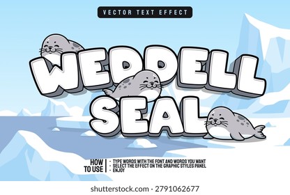 Weddell Seal Cartoon Editable Text Effect.