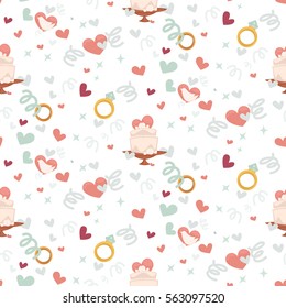 Wedding abstract seamless pattern in pastel soft colors. Godd for bridal present wrap decoration, walpapers, menu. Vector Illustration.