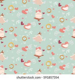 Wedding abstract seamless pattern in pastel soft colors. Good for bridal present wrap decoration, walpapers, menu. Vector Illustration.