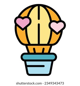 Wedding air balloon icon outline vector. Event service. Ceremony party color flat