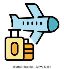 Wedding air travel icon outline vector. Event service. Delivery buffet color flat