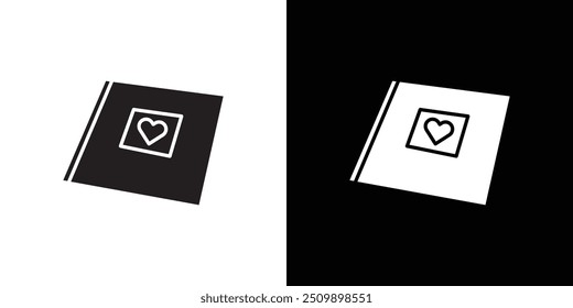 wedding album icon Black line art vector logo set