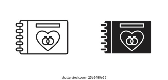 Wedding album icons in outline and fill. vector illustration for ui.