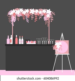 Wedding alcohol bar. Vector illustration