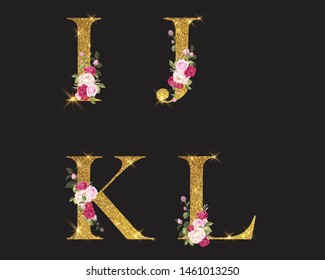 Wedding alphabet. Initials with botanical elements. Composition for card, invitation, save the date, logo, business style