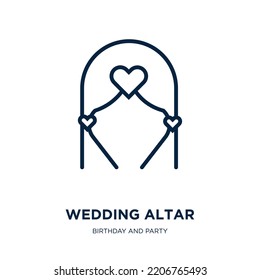 wedding altar icon from birthday and party collection. Thin linear wedding altar, love, altar outline icon isolated on white background. Line vector wedding altar sign, symbol for web and mobile