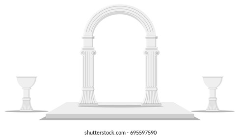 Wedding altar and vessel without decoration in cartoon form