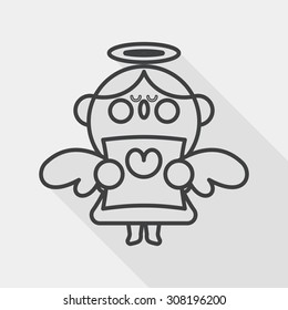 Wedding angel choir flat icon with long shadow, line icon