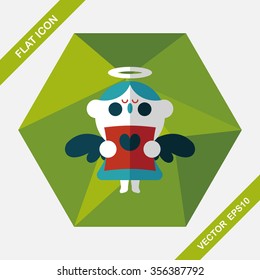 Wedding angel choir flat icon with long shadow,eps10