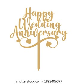 Wedding Anniversary Cake Topper Vector