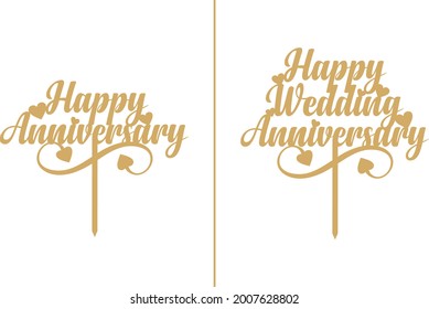 Wedding Anniversary Cake Topper vector design