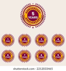 wedding anniversary celebration golden yellow badges collection