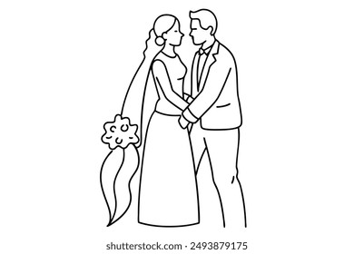 Wedding Anniversary Line Art Cherished Love Design