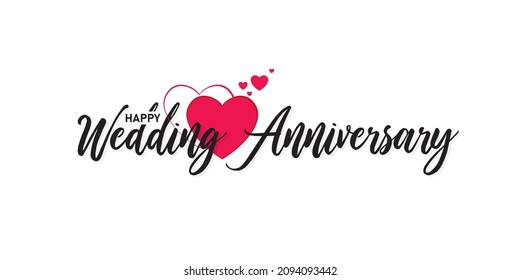 Wedding Anniversary Wishing Greeting Card. Conceptual Creative Card for Marriage Anniversary. Editable Illustration.