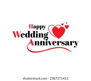 Wedding Anniversary Wishing Greeting Card Design. Conceptual Creative Card for Marriage Anniversary. Editable Illustration.