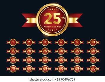 wedding anniversay red labels set design