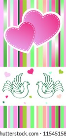 Wedding announcement with doves, vector