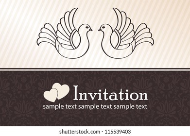 Wedding announcement with doves, vector. Eps 10