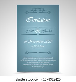 Wedding announcement in simple blue design template