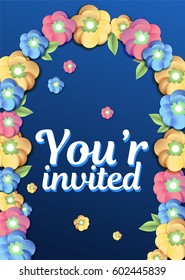 Wedding arc door with flowers vector invitation