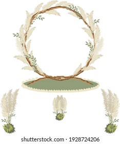 Wedding arch. Wedding circle surrounded by pampas and spring flowers.