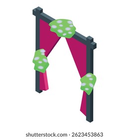 Wedding arch decorated with flowers is standing for beautiful ceremony