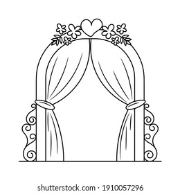 Wedding arch Decoration vector illustration, isolated  linear style pictogram