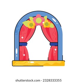Wedding Arch doodle vector outline Sticker. EPS 10 file