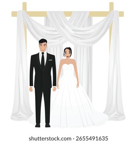 Wedding arch drapes curtain. vector