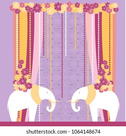 Wedding arch with elephants. Vector illustration.