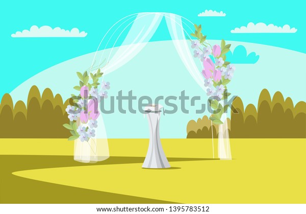 Wedding Arch Flat Vector Illustration Outdoor Stock Vector