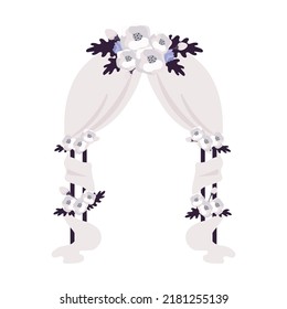 Wedding arch with floral decor semi flat color vector object. Marriage celebration. Full sized item on white. Festive event simple cartoon style illustration for web graphic design and animation