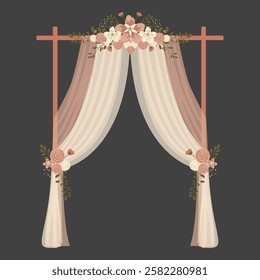 Wedding Arch with Floral Decoration. Wedding Gate Entrance 