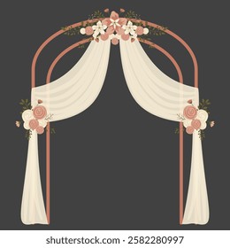 Wedding Arch with Floral Decoration. Wedding Gate Entrance 