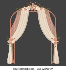 Wedding Arch with Floral Decoration. Wedding Gate Entrance 