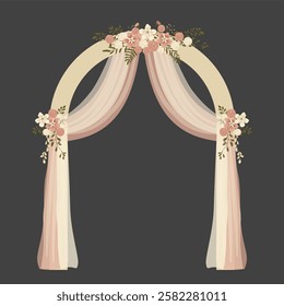 Wedding Arch with Floral Decoration. Wedding Gate Entrance 