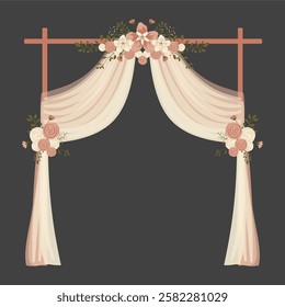 Wedding Arch with Floral Decoration. Wedding Gate Entrance 