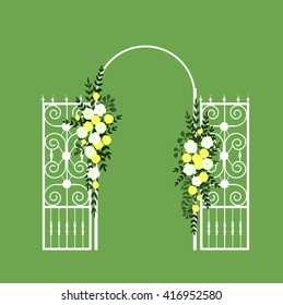 Wedding  arch with  flowers. Wedding ceremony. Vector illustration.