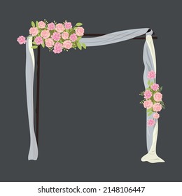 Wedding arch with flowers. Vector illustration.