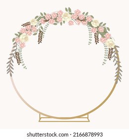 Wedding arch with flowers. Vector illustration.