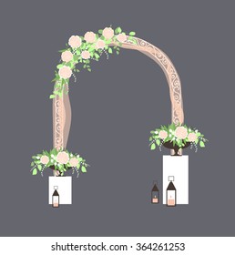 Wedding  arch with  flowers. Vector illustration.