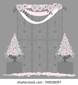Wedding  arch with  flowers. Vector illustration.