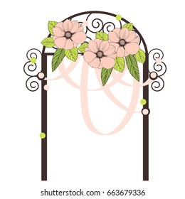 Wedding arch with flowers . Vector illustration.