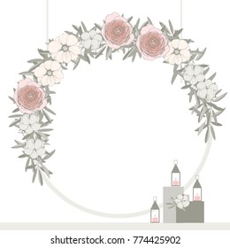 Wedding arch with flowers . Vector illustration.