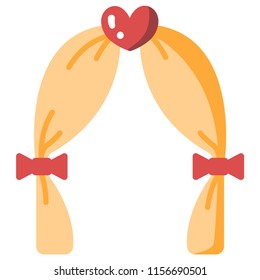 Wedding arch with a heart vector illustration in flat color design