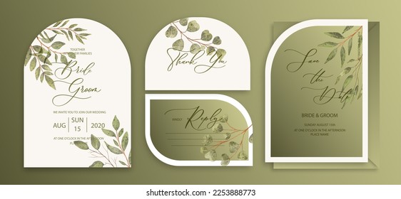 Wedding Arch Invitation cards Navy blue and pink. Watercolor style collection design. Watercolor Texture Background, brochure, invitation template