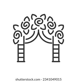 Wedding arch, linear icon. Attribute for wedding. Arch of flowers. Line with editable stroke