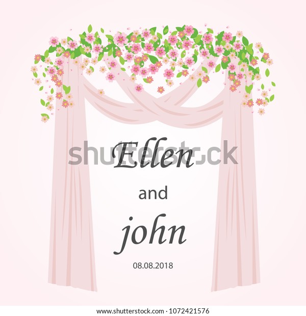 Wedding Arch Pink White Flowers Wedding Stock Vector Royalty Free